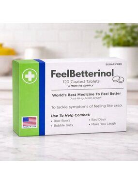 Feel Betterinol Funny Get Well Gag Gift | 120 Sugar-Free Mint Tablets